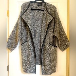 Zara Knit Cardigan with Faux Leather Trim
